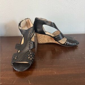 Alex Marie  Maxyne Black Wedge Sandals 9.5
